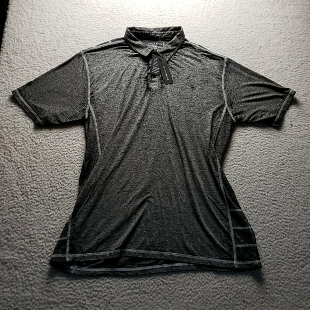 Buckle Black Polo Shirt Mens 2XL Black Solid Short Sleeve Lightweight Knit Top
